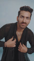 Men's Black Sequined Front Open Georgette Kurta With Patiala And Dupatta Set